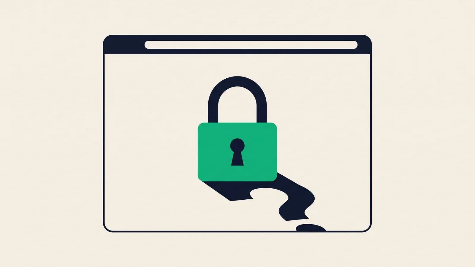 Cadenas HTTPS posé sur une fenêtre de navigateur, avec une ombre en forme de point d'interrogation