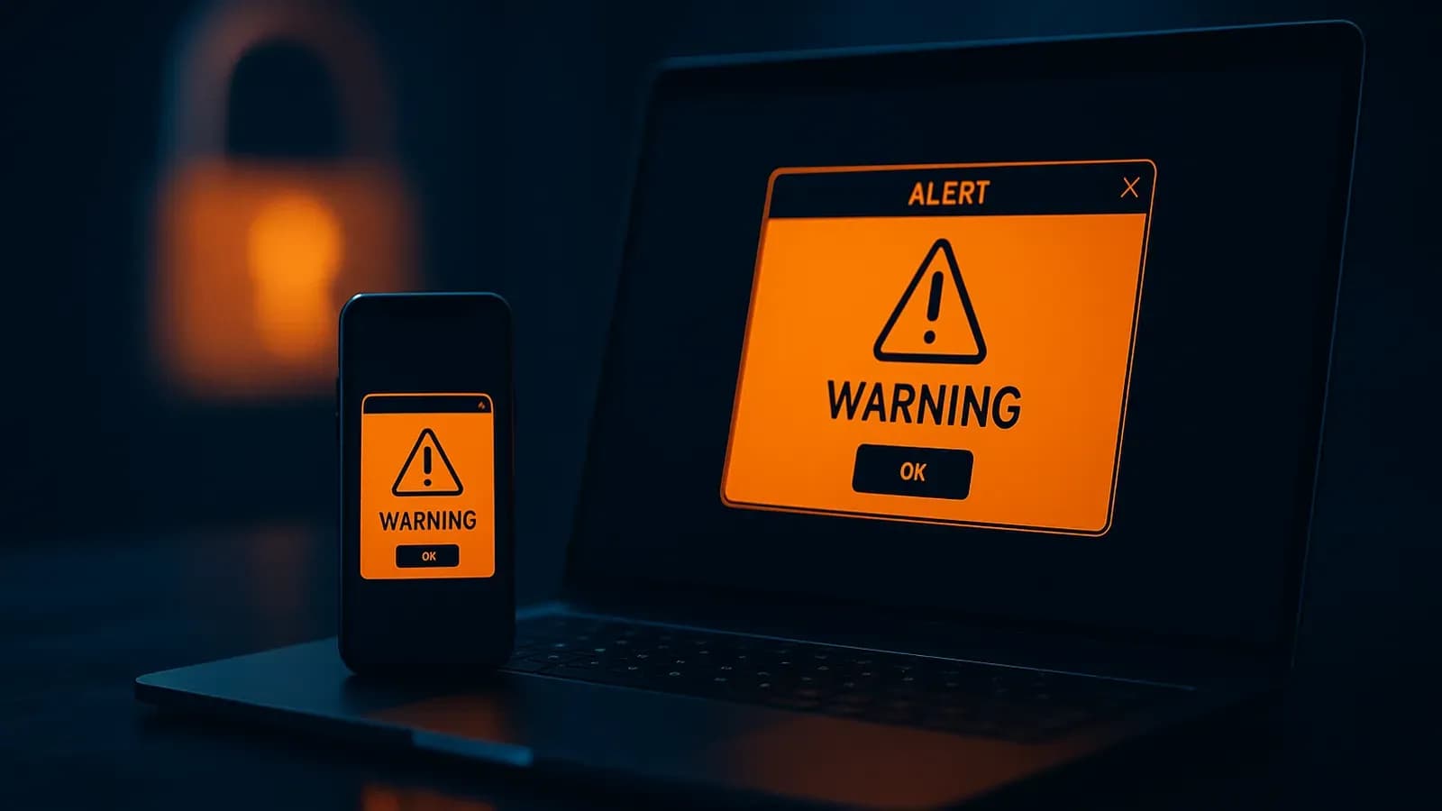 ecran d'ordinateur montrant une fausse alerte