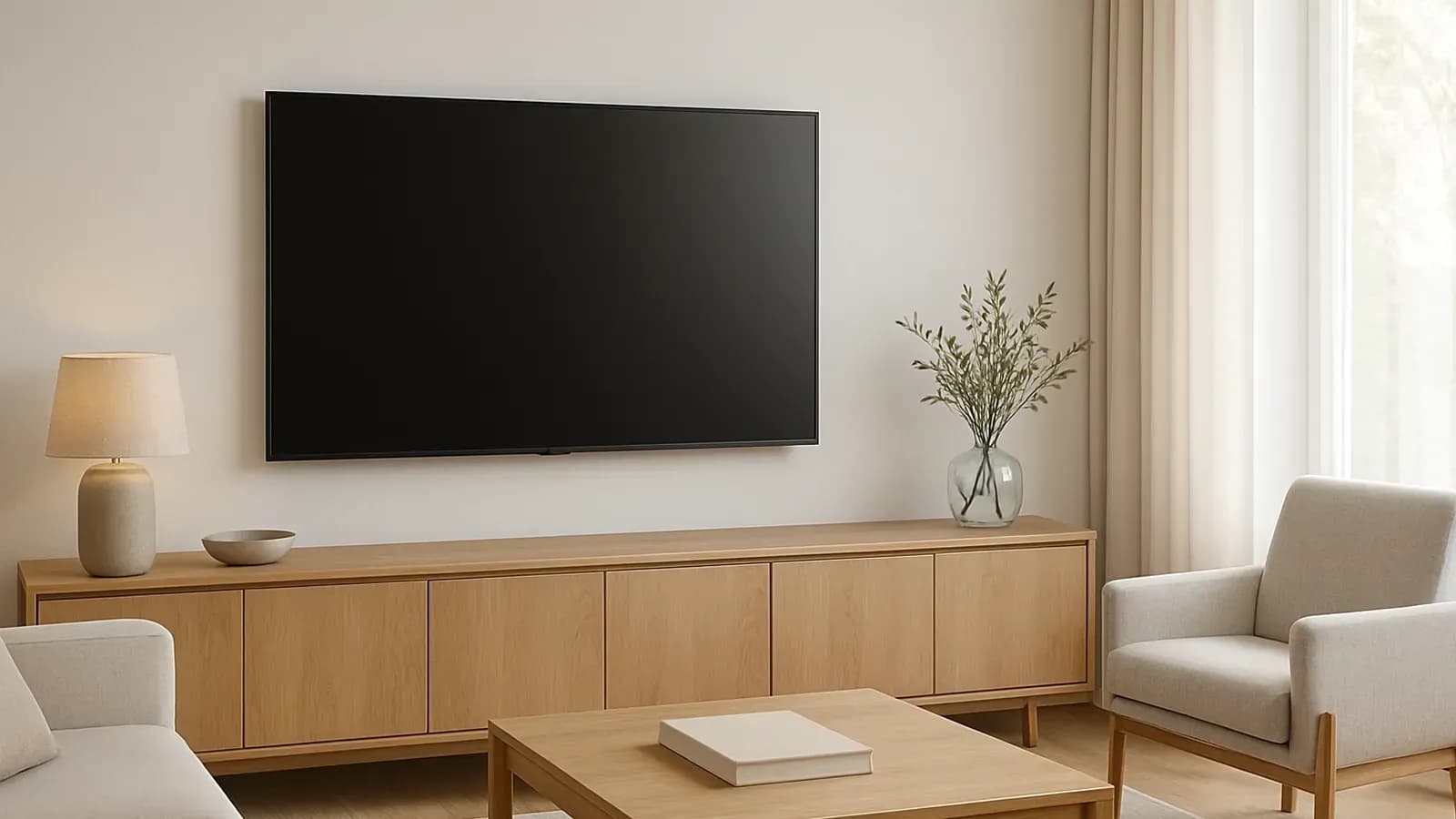 Image d'une télé 4k dans un salon 
