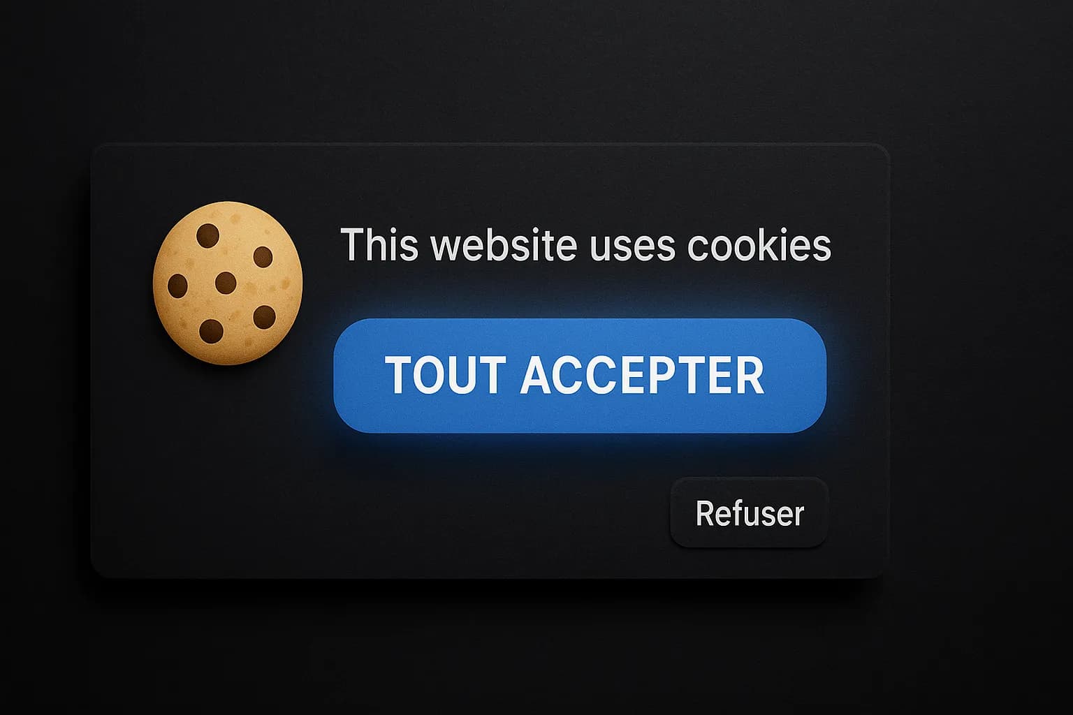 Popup acceptation de cookies avec refuser en tout petit