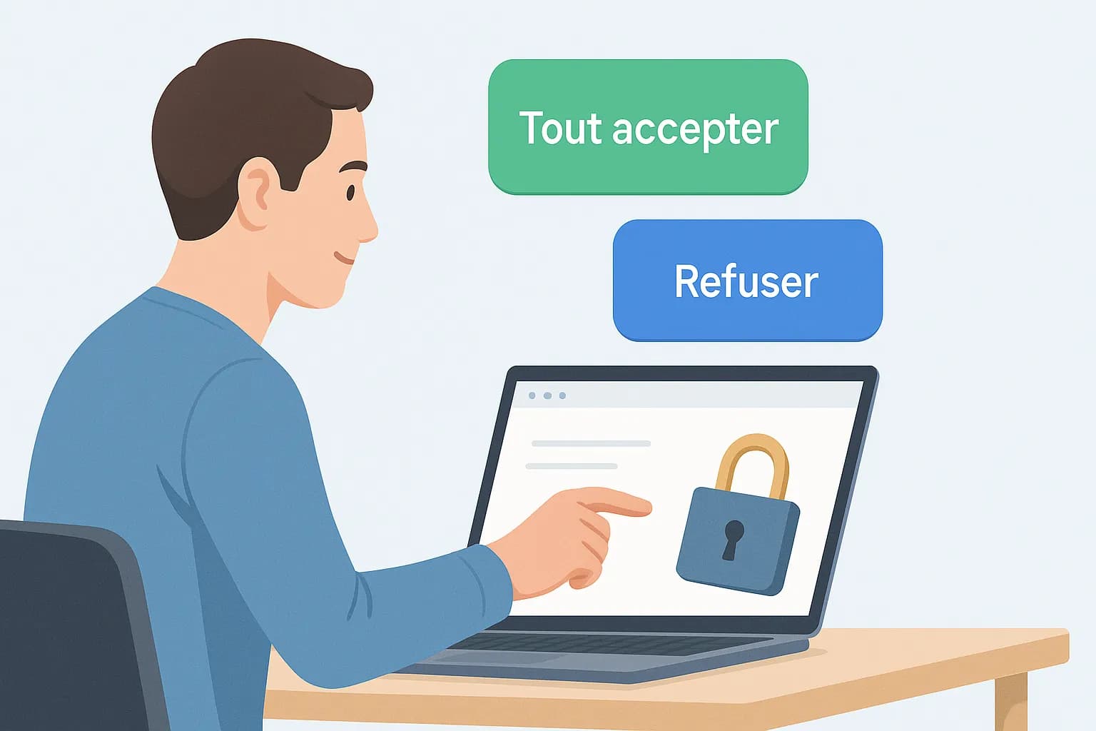Personne qui doit choisir entre accepter ou refuser, l'écran est cadenassé
