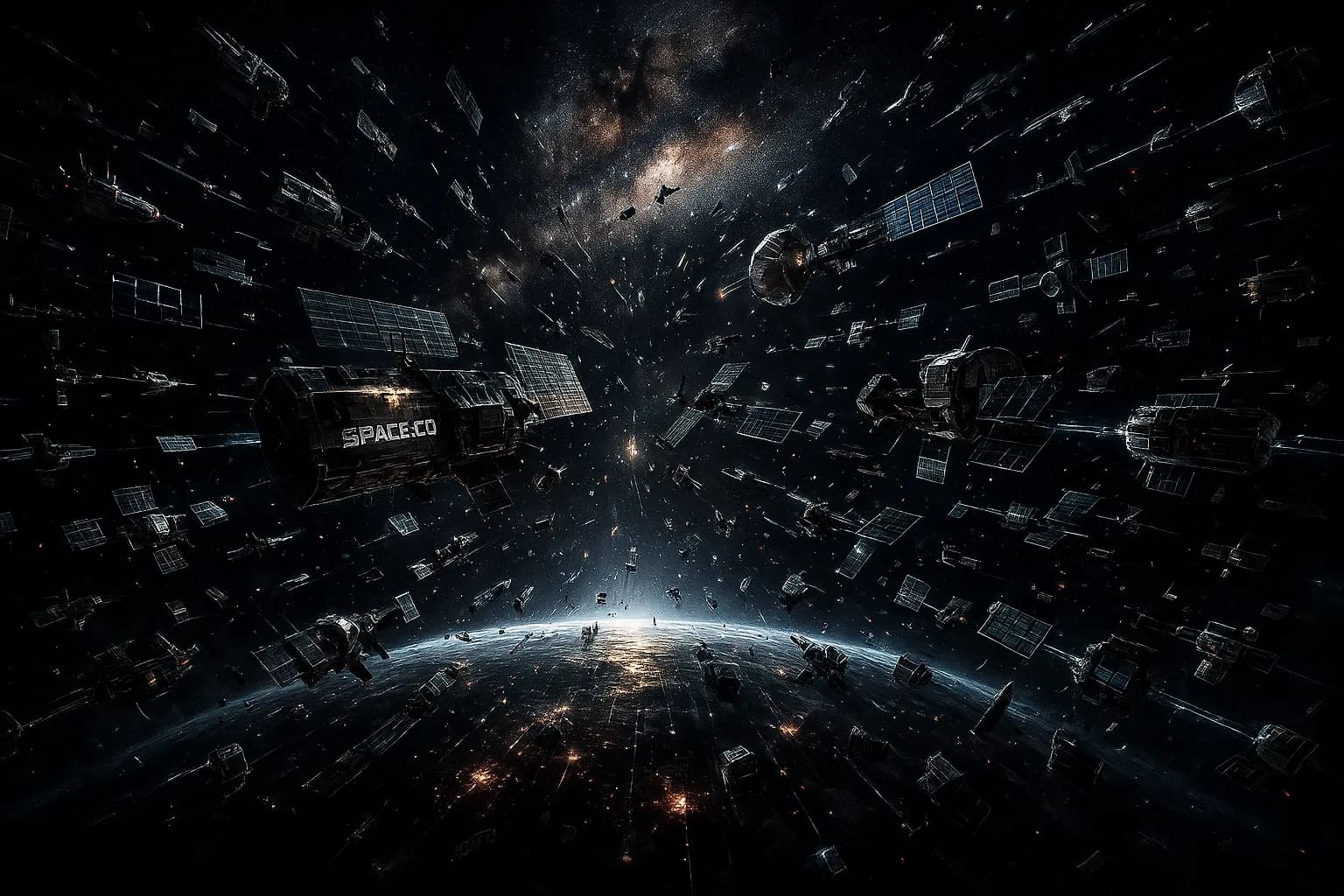 guerre dans l'espace avec plein de vaisseaux 