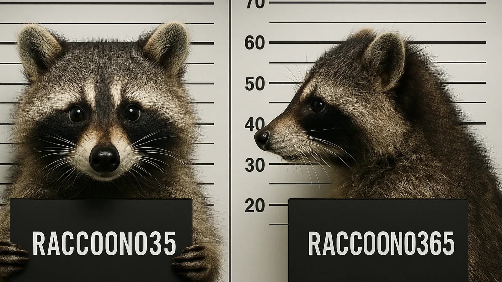Image d'un racoon qui prend des photos avant d'aller en prison
