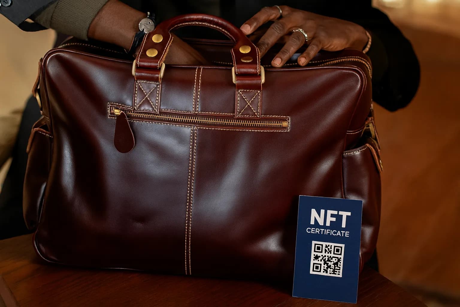 sac de luxe avec un QR code 