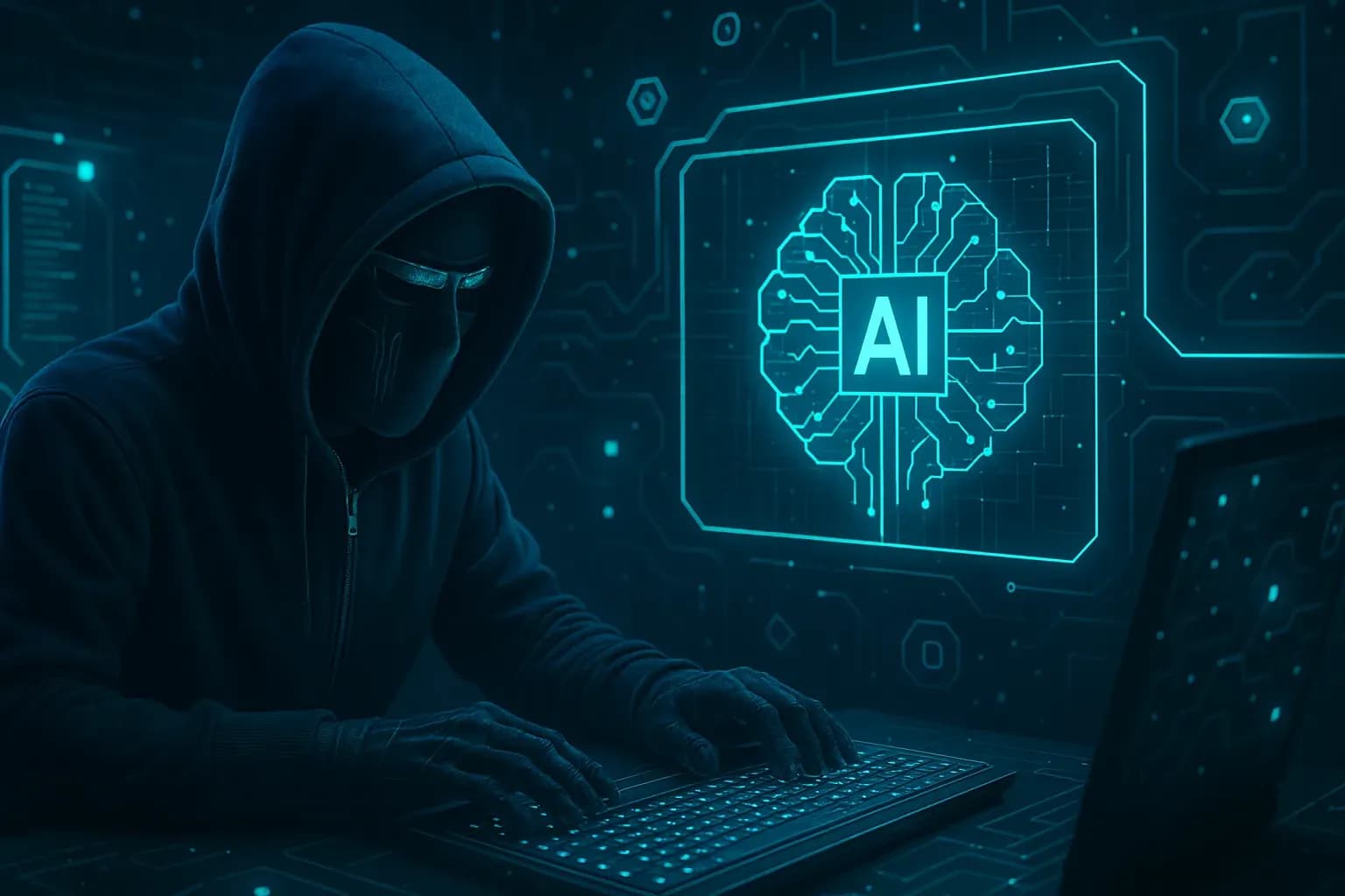 Hacker en train de taper sur un pc 