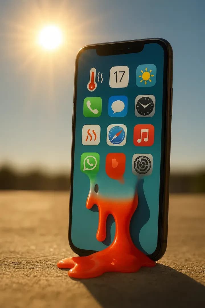 Image d'un telephone qui fond au soleil