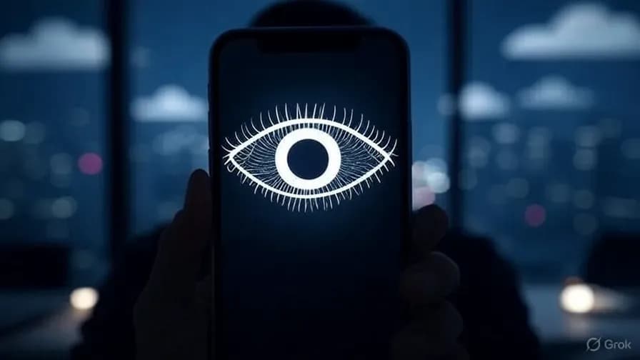Œil espion sur un écran de smartphone 