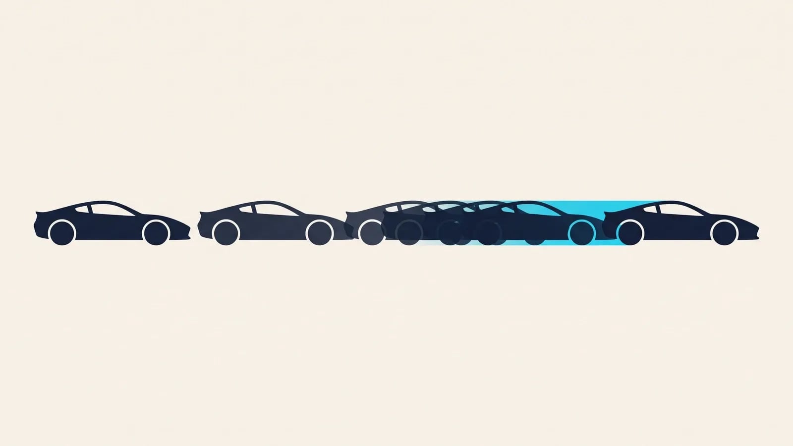 Voiture décomposée en images saccadées qui fusionnent en un mouvement fluide, symbolisant le passage de 30 à 120 FPS