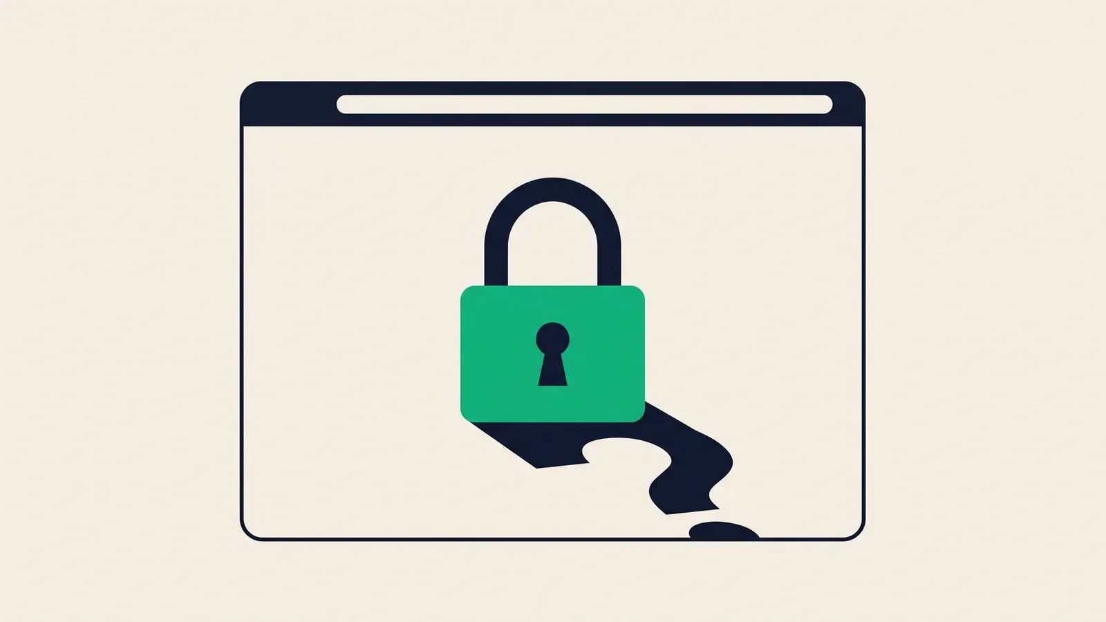 Cadenas HTTPS posé sur une fenêtre de navigateur, avec une ombre en forme de point d'interrogation