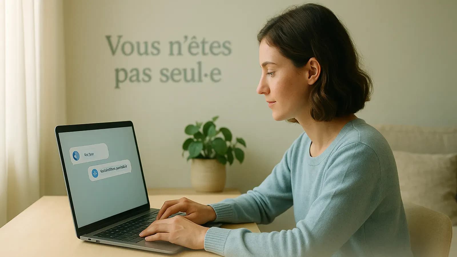 images d'une femme qui discute avec un chatbot