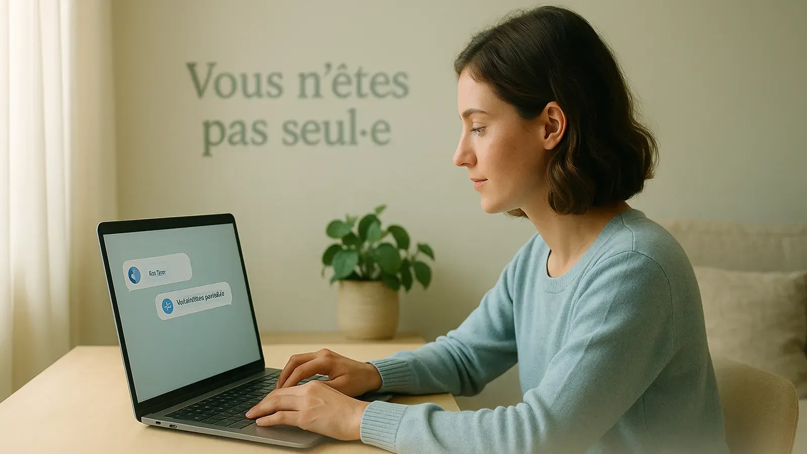 images d'une femme qui discute avec un chatbot