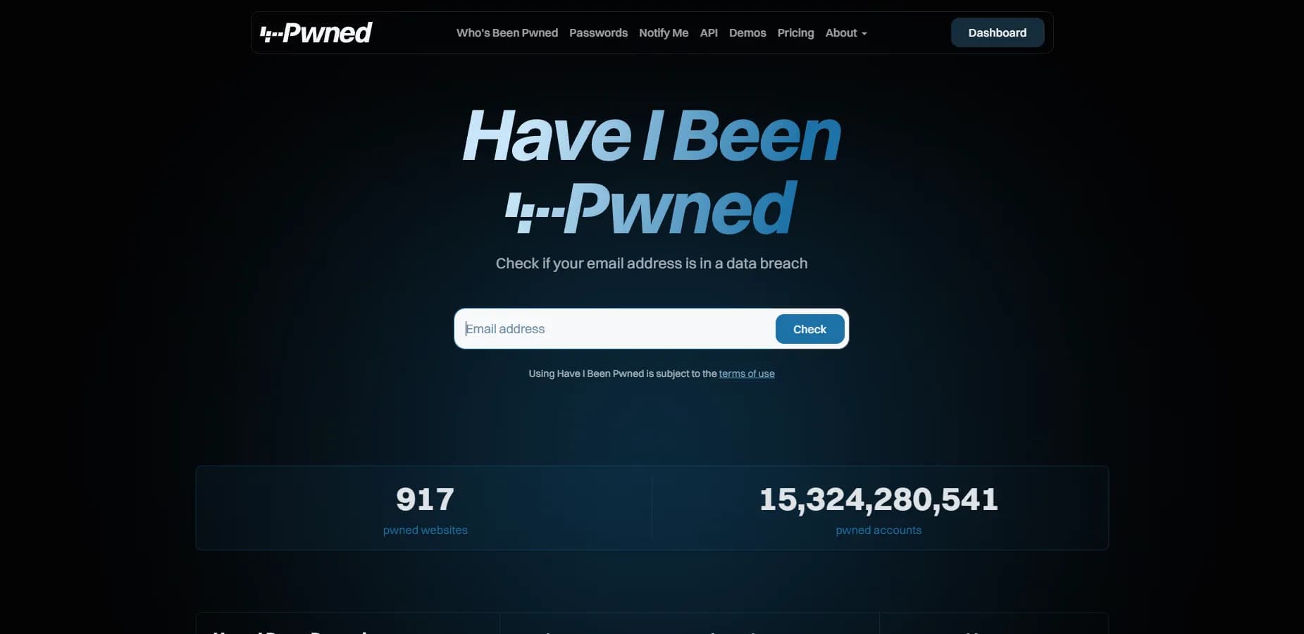 hero section du site have i been pwned