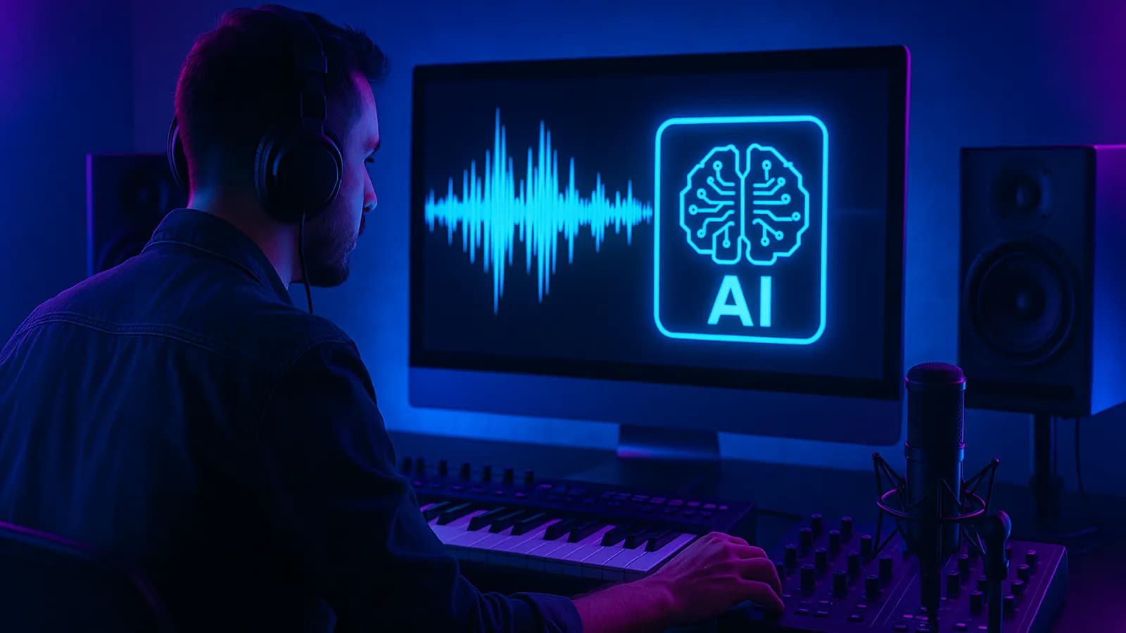 musicien qui compose de la musique avec l'aide de l'IA